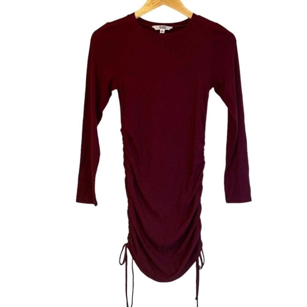 NEW BB Dakota by Steve Madden #1 Crush Rib Knit Mini Dress Deep Lipstick Red - Picture 2 of 4